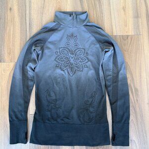 Athleta Ombre Grey & Black Quarter Zip Pullover Top Size Small